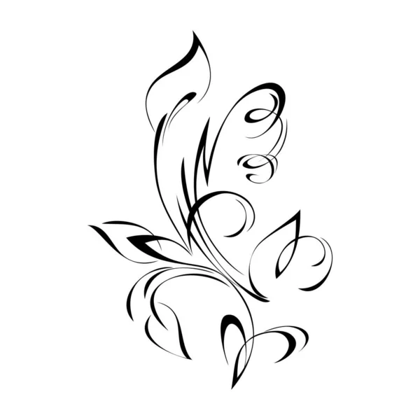 白色背景上黑色线条中的抽象花卉图案 — 图库矢量图片