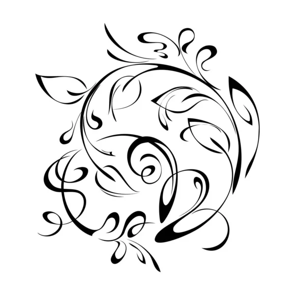 Цветочный Орнамент Листьями Кудрями Графический Декор — стоковый вектор
