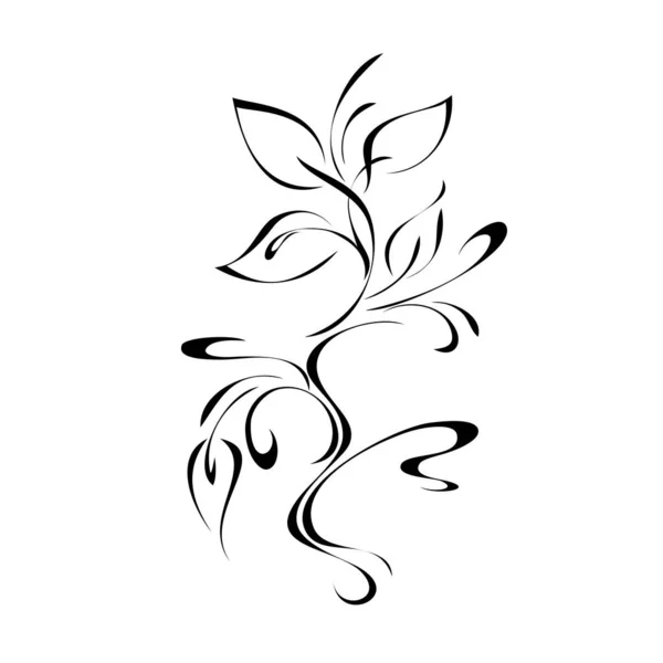 Stilisierter Zweig Mit Blättern Und Locken Grafisches Dekor — Stockvektor