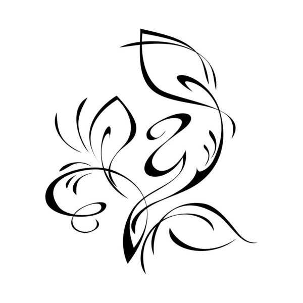 stylized abstract twig with leaves and curls. graphic decor