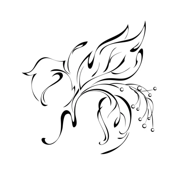 様式化された葉を持つ抽象的な小枝 グラフィック装飾 — ストックベクタ