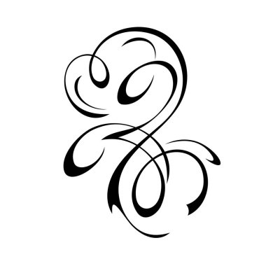 Beyaz arkaplanda siyah çizgilerle süslenmiş eşsiz dekoratif soyut süslemeler.