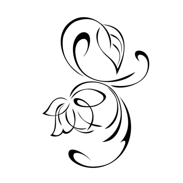 葉とカールを持つ茎に様式化された花を持つ装飾要素 グラフィック装飾 — ストックベクタ