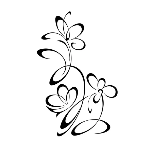 Element Dekoracyjny Stylizowanymi Kwiatami Łodygach Lokami Wystrój Graficzny — Wektor stockowy
