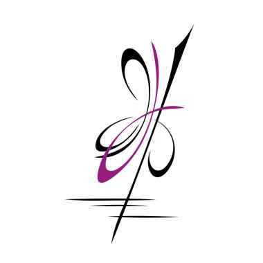 Düz çizgileri ve kıvrımları olan soyut bir element. Grafik dekor, logo