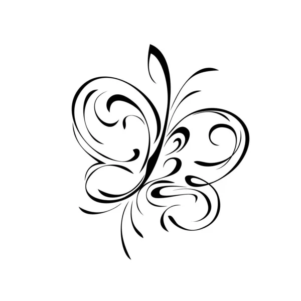 Papillon Stylisé Lignes Noires Sur Fond Blanc — Image vectorielle