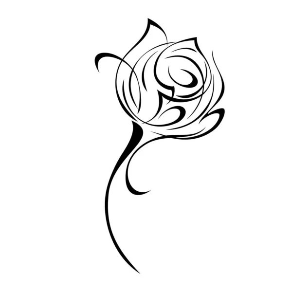 Egy Stilizált Rózsa Virág Bimbó Egy Rövid Száron Fekete Vonalak — Stock Vector