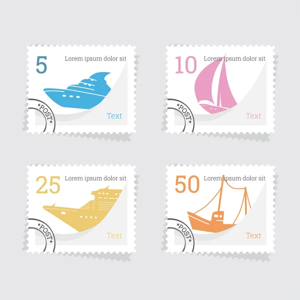 Serie der Briefmarken mit Schiffen Vektorgrafiken