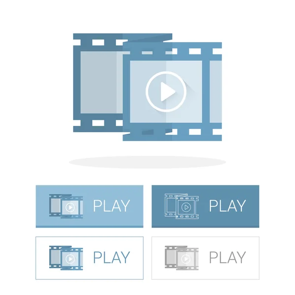 Video kare simge düz tasarlamak düğmeleri ile