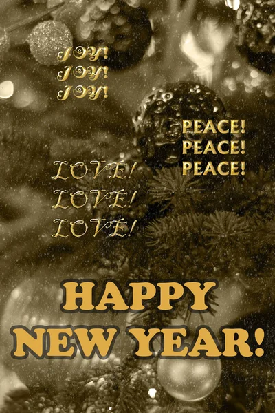 Text of wishes for family and friends on the New Year holidays. Vertical format for social media.