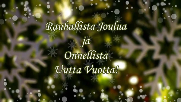 Hälsningstexten Finska Betyder Fridfull Jul Och Gott Nytt Suddig Bakgrund — Stockfoto