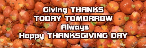 Fête Thanksgiving Message Remerciement Fond Flou Citrouilles — Photo