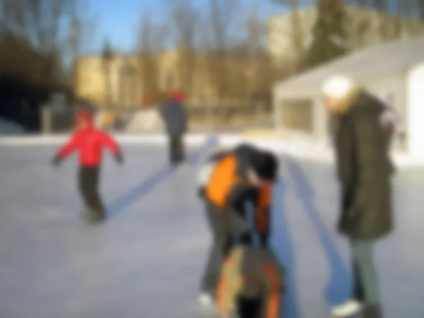 Rozostřený Obraz Lidé Bruslí Kluzišti Aktivní Odpočinek Zimě — Stock fotografie