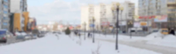 Cubiertas Nieve Calles Ciudad Invierno Foto Desenfocada Como Fondo Para —  Fotos de Stock