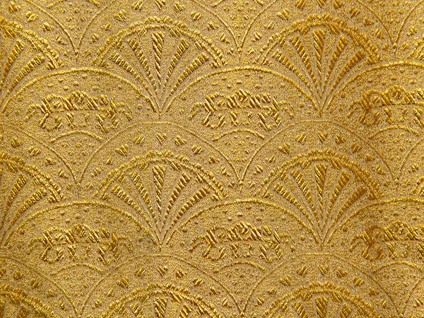 Ouro Floral Ornamento Brocado Padrão Têxtil Fundo Bonito Tecido Caro — Fotografia de Stock