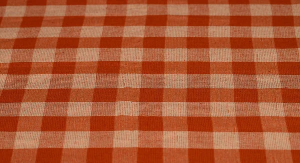 Fondo Textil Con Mantel Rojo Cuadros Vista Superior Textura Tela — Foto de Stock