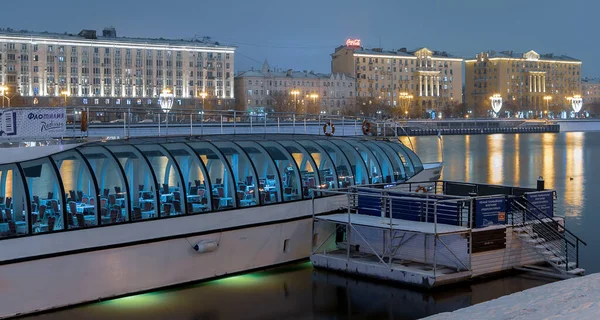 Moscou Rússia Janeiro 2021 Confortável Barco Restaurante Motor Para Caminhar — Fotografia de Stock