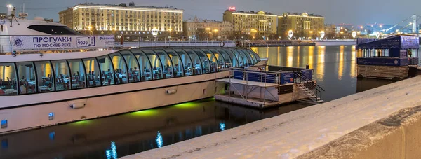 Moscou Rússia Janeiro 2021 Confortável Barco Restaurante Motor Para Caminhar — Fotografia de Stock