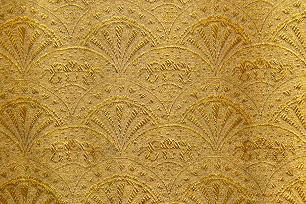 金の花の装飾錦の繊維パターンは 美しい高価な生地の背景 — ストック写真