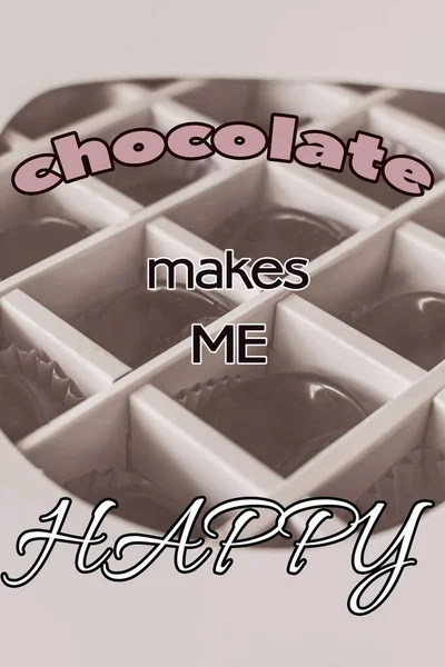 Citazione Positiva Sull Amore Cioccolato Messaggio Cioccolato Rende Felice Sullo — Foto Stock