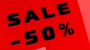 Kırmızı arkaplandaki siyah 3D metin 