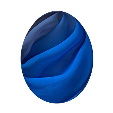 Üç boyutlu mavi paskalya yumurtası beyaz arka planda izole edilmiş. Paskalya tatili. Hazırlanıyor. Dini konular.