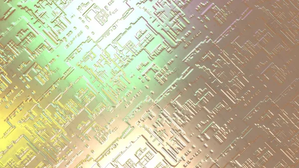 Volumetrische Abstracte Metalen Achtergrond Met Gekleurde Tinten Technologische Illustratie Een — Stockfoto