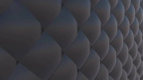 Dışbükey hacimli şekillerin soyut koyu gri dokulu arka planı. 3D görüntü oluşturuluyor. Masaüstü duvar kağıdı.