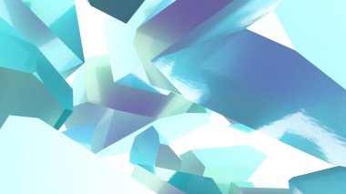 Çokgenlerin soyut mavi arkaplanı. Görüntü oluşturuluyor. Masaüstü duvar kağıdı. Buz kristalleri.