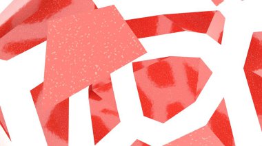 Çokgenlerin soyut kırmızı-beyaz arkaplanı. Çizgiler ve uçaklar. Görüntü oluşturuluyor. Masaüstü duvar kağıdı. Kübizm.