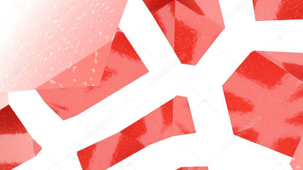 Abstract red-white background from polygons with a gradient. Lines and planes. Rendering an image. Desktop wallpaper. Cubism.