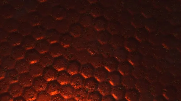 Stolní Tapety Formě Tmavě Červených Kovových Objemových Šestiúhelníků Prvky Rez — Stock fotografie