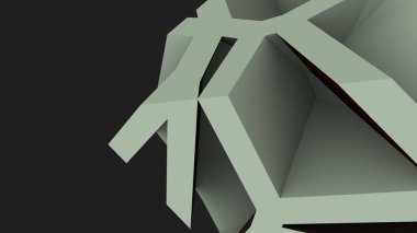 Masaüstündeki soyut ekran koruyucusu, gri arkaplanda çokgen düzlemler şeklinde. Geometrik tasarım. 3d görüntüleme.