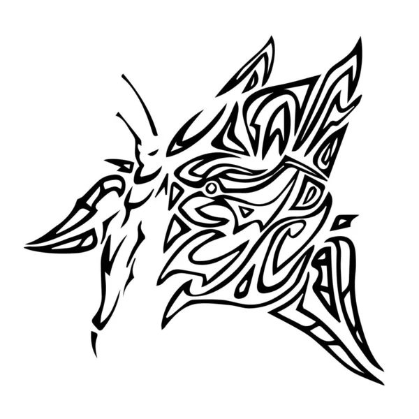 Rysunek Postaci Tatuażu Dużego Stylizowanego Motyla Ozdoba Graficzna — Zdjęcie stockowe
