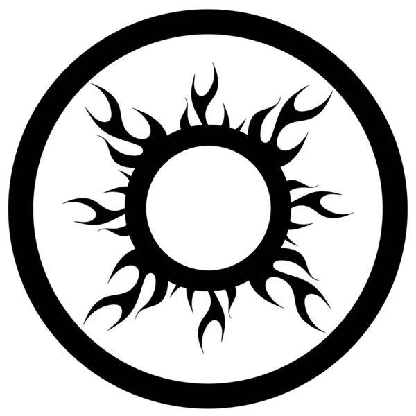 Ασπρόμαυρη Αφηρημένη Απεικόνιση Μορφή Κύκλων Και Φλογών Στυλίωση Τατουάζ Διακοσμητική — Φωτογραφία Αρχείου