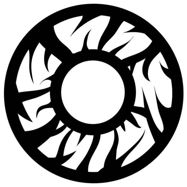 Černobílá Abstraktní Ilustrace Formě Kruhů Plamenů Stylizace Tetování Dekorativní Ilustrace — Stock fotografie