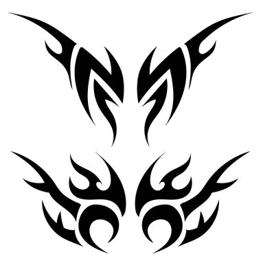 Ayna dövmesi şeklinde soyut bir illüstrasyon. Düz çizgilerin dekoratif görüntüsü.