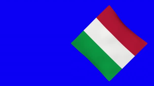 Итальянский национальный флаг на синем фоне для удаления. Отрисовка анимации. — стоковое видео