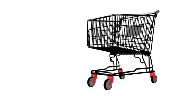 Carrello Dal Supermercato Sfondo Bianco Rendering Immagine Schizzo — Foto Stock