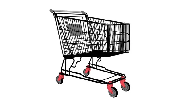 Carrello Dal Supermercato Sfondo Bianco Rendering Immagine Schizzo — Foto Stock