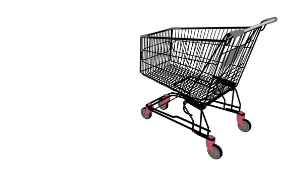 Carrello Dal Supermercato Sfondo Bianco Rendering Immagine Schizzo — Foto Stock