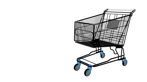 Carrello Dal Supermercato Sfondo Bianco Rendering Immagine Schizzo — Foto Stock