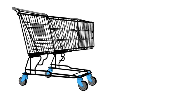 Візок Супермаркету Білому Тлі Відтворення Зображення Ескізу — стокове фото