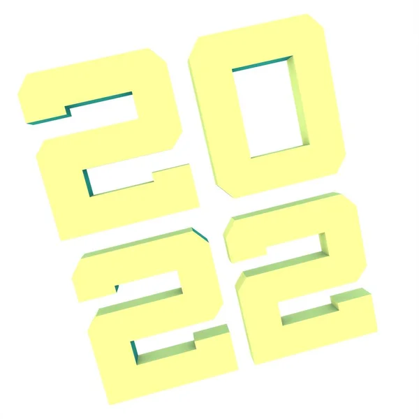 3D体积数字 2022 在白色背景上 新年主题 — 图库照片