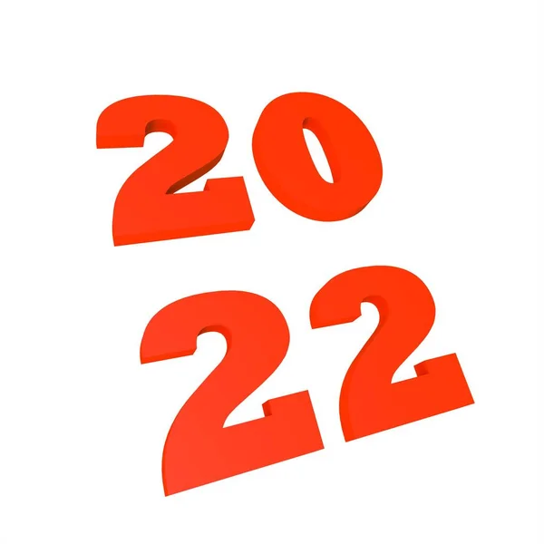 Figuras Volumétricas 2022 Sobre Fundo Branco Tema Ano Novo Processamento — Fotografia de Stock