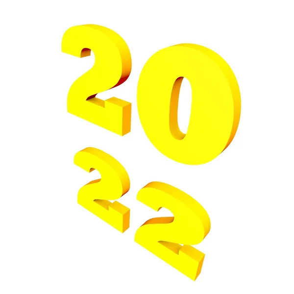 白色を背景にした3Dボリュームフィギュア 2022 新年のテーマ レンダリング — ストック写真