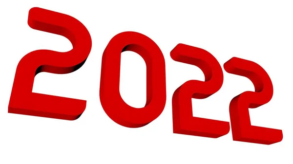 Red Text Numbers 2022 White Background New Year Theme Rendering — Stock Photo, Image