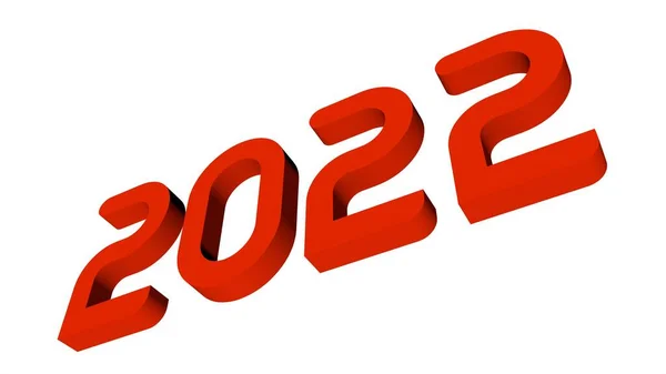 Red Text Numbers 2022 White Background New Year Theme Rendering — Stock Photo, Image