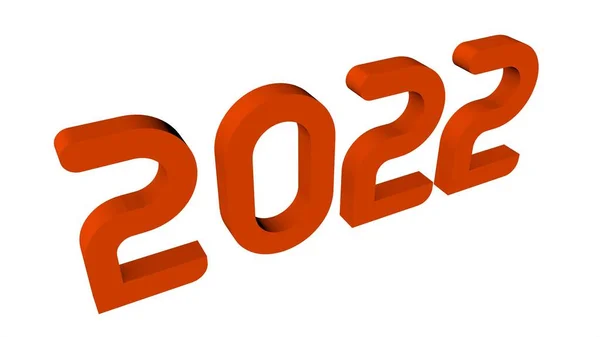 Rode Tekst Nummers 2022 Een Witte Achtergrond Nieuwjaarsthema Weergave — Stockfoto