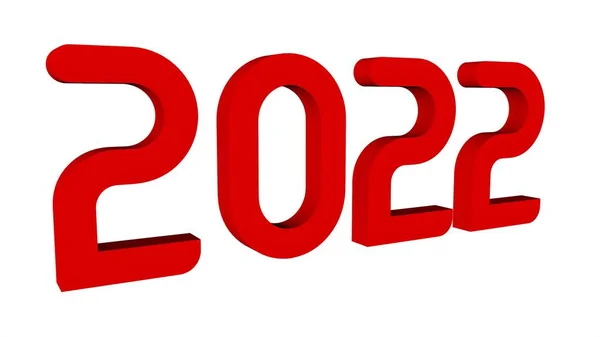 Red Text Numbers 2022 White Background New Year Theme Rendering — Stock Photo, Image